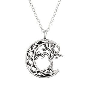 Sterling Silver Tree of Life and Moon Necklace